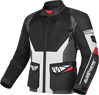 Allextreme RALLY Unisex Motorcycle Touring Riding Jacket Polyester & Mesh Fabric with Abrasion Resistance Impact Protection Back Elbow Shoulder CE Lvl 2 Certified Armour Chest for Bikers (L, Grey)