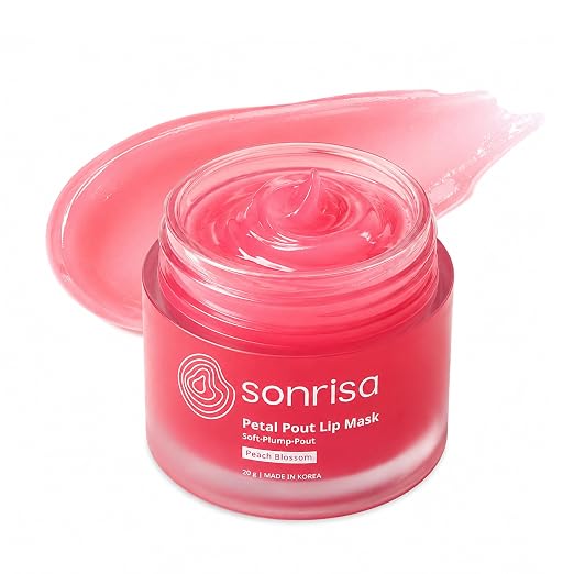 Sonrisa K-Beauty Petal Pout Lip Mask (20g) | Korean Skin Care Overnight Treatment for Dry Chapped Lips | Peach Blossom Extract | Deep Nourishing Lip Balm | Non-Sticky Barrier