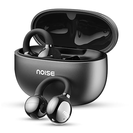Noise Air Clips Wireless Open Ear Earbuds with Chrome Finish, AirWave™ Technology,Up-to 40H Playtime, Dual Device Pairing, Quad Mic with ENC,12mm Driver,BTv5.4 (Pearl Black)