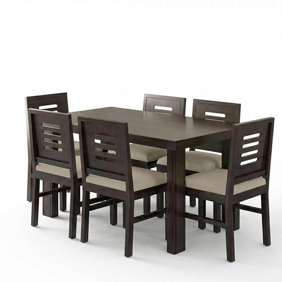 SONA Art & Crafts Capsule Solid Sheesham Wood Dining Table Set 6 Seater Dinner Dinning Table with 6 Chair for Dining Furniture for Living Room Home Hotel Office Self Assembly